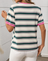 Contrast Trim Striped Tee