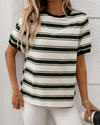 Contrast Trim Striped Tee
