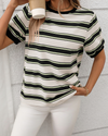 Contrast Trim Striped Tee