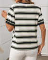Contrast Trim Striped Tee