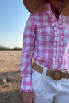Black Colt Ladies Sara Full Button L/S Shirt - Pink Check