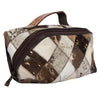 Patchwork Cowhide and Tooling Leather Cosmetics Bag