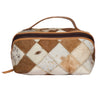 Patchwork Cowhide and Tooling Leather Cosmetics Bag