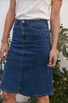 Adrift A-Line Short Denim Skirt - Mid Wash