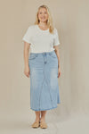 Adrift Denim Midi Skirt - Light Wash