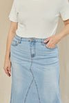 Adrift Denim Midi Skirt - Light Wash
