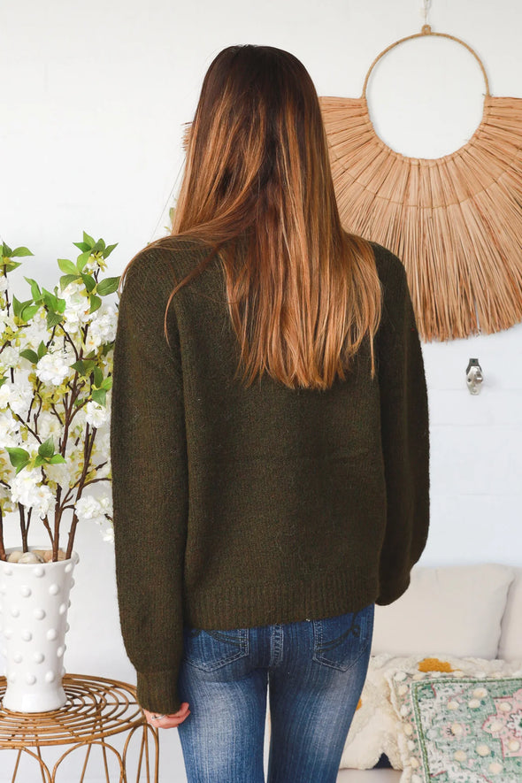 Daisy Embroidered Knit Jumper - Green