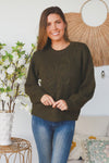 Daisy Embroidered Knit Jumper - Green