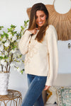Daisy Embroidered Knit Jumper - Cream