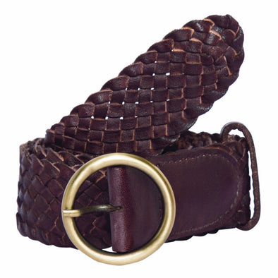 Plaited Washed Leather Belt - Brown