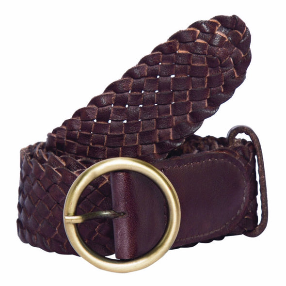 Plaited Washed Leather Belt - Brown