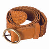Plaited Washed Leather Belt - Tan