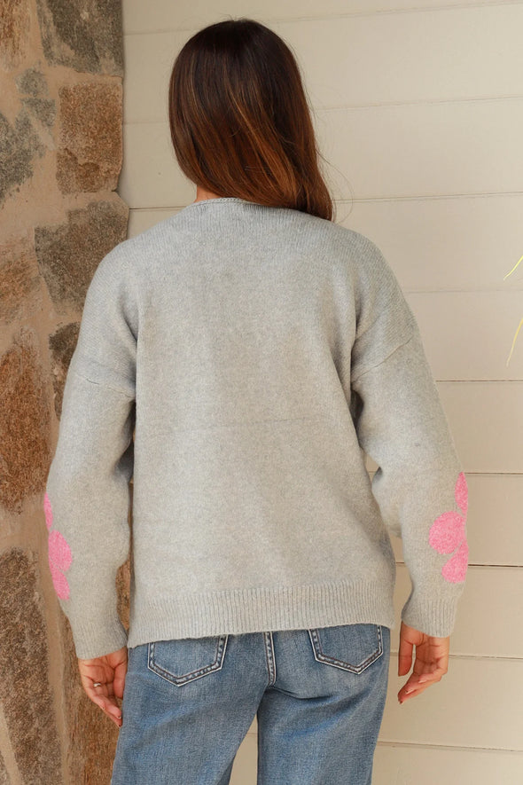 Amelia Flowers Wool Blend Knit Jumper
