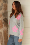 Amelia Flowers Wool Blend Knit Jumper