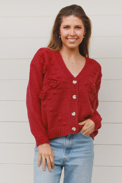 Charli Knit Cardigan - Raspberry Pink