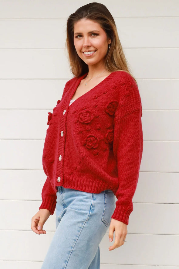 Charli Knit Cardigan - Raspberry Pink