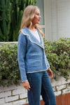 Isla Blanket Stitch Cardigan - Blue