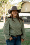 Black Colt Brooke Blouse - Green Lace
