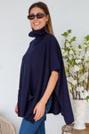 Dianna Turtleneck Poncho - Navy