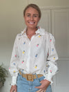 Black Colt Frankie Shirt - Flower Embroidery