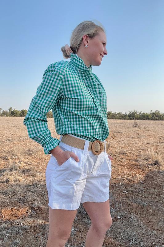 Black Colt Willow L/S Blouse - Green Gingham