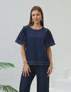 Sofia Frill Sleeve Denim Top