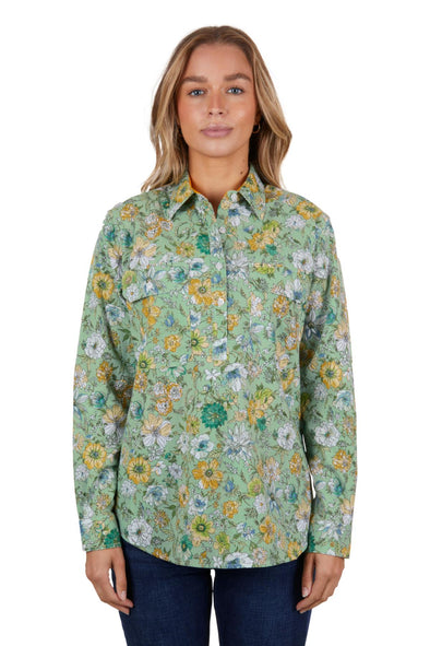 Ladies Hard Slog Tui 1/2 Button L/S Shirt