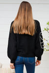 Ava Embroidered Knit Jumper - Black
