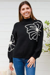 Ava Embroidered Knit Jumper - Black
