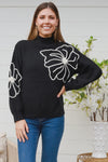 Ava Embroidered Knit Jumper - Black
