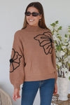Ava Embroidered Knit Jumper - Tan
