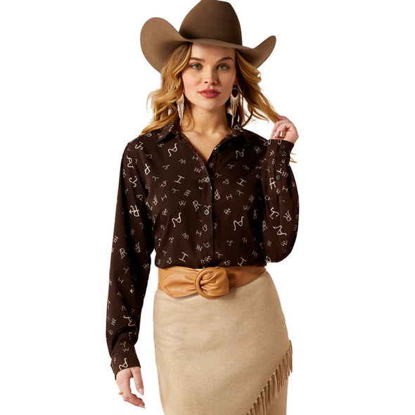 Ariat Women's Homestyle L.S Shirt Mole Ranch Brand Fit - Chocolate