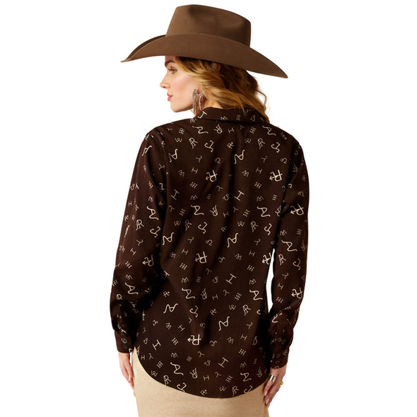 Ariat Women's Homestyle L.S Shirt Mole Ranch Brand Fit - Chocolate