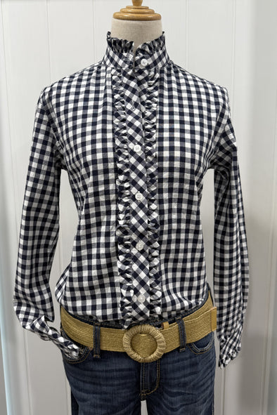 Just Country Abbey Frills Shirt - Navy Check
