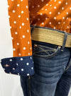 Just Country Abbey Full Button Shirt - Pumpkin Spice/Navy Dot
