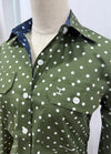 Just Country Abbey Full Button Shirt - Cedar Green Dots/Navy Dots