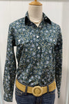 Just Country Georgie Half Button Shirt - Ponderosa Pine Forget-Me-Not