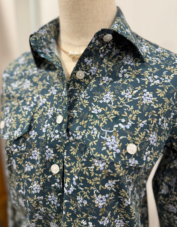 Just Country Georgie Half Button Shirt - Ponderosa Pine Forget-Me-Not