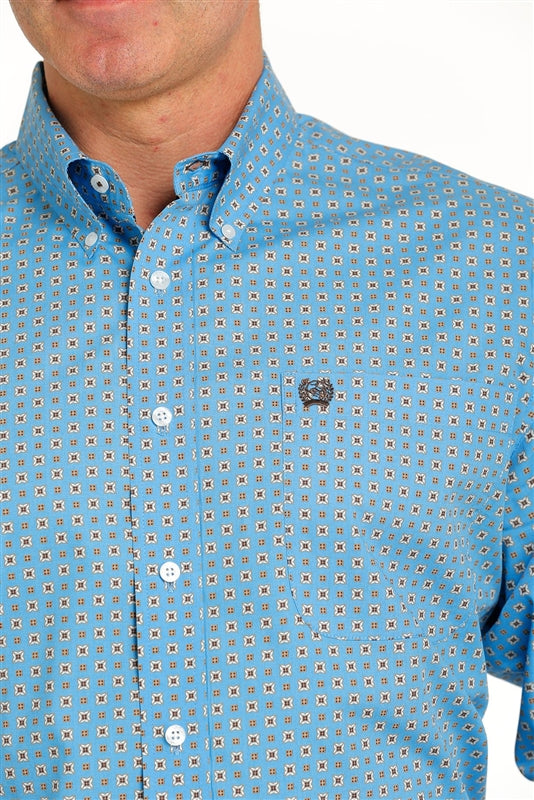 Cinch Men's L.S Print Full Button Shirt - Blue