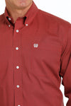 Cinch Men's Geometric Print Button Down Stretch L/S Shirt - Red