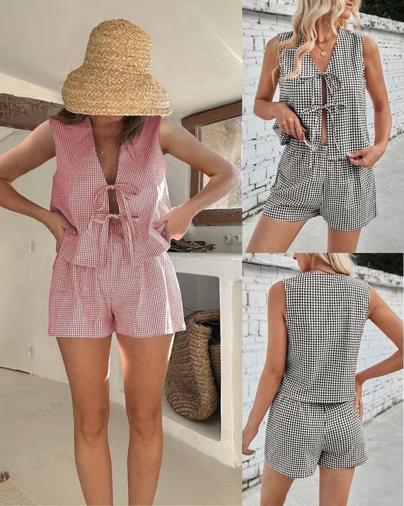 Cotton Tie Vest & Short Set