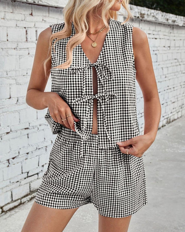 Cotton Tie Vest & Short Set