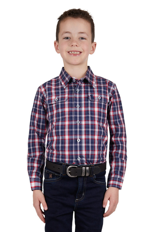 Thomas Cook Boy's Colby L/S Shirt - Navy/Red