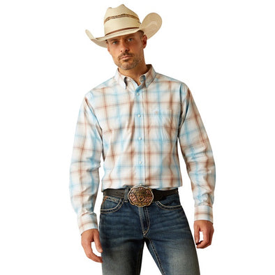 Ariat Men's Pro Series Grady Classic Fit L.S Shirt - Light Brown/Blue