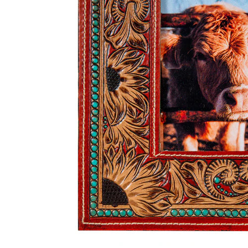 Devonnlea Sunflowers Hand Tooled Photo Frame