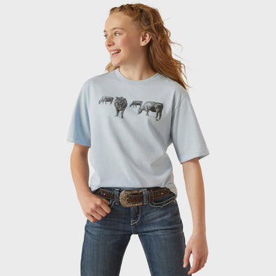 Ariat Girls Born to Farm T-Shirt - Sky Blue