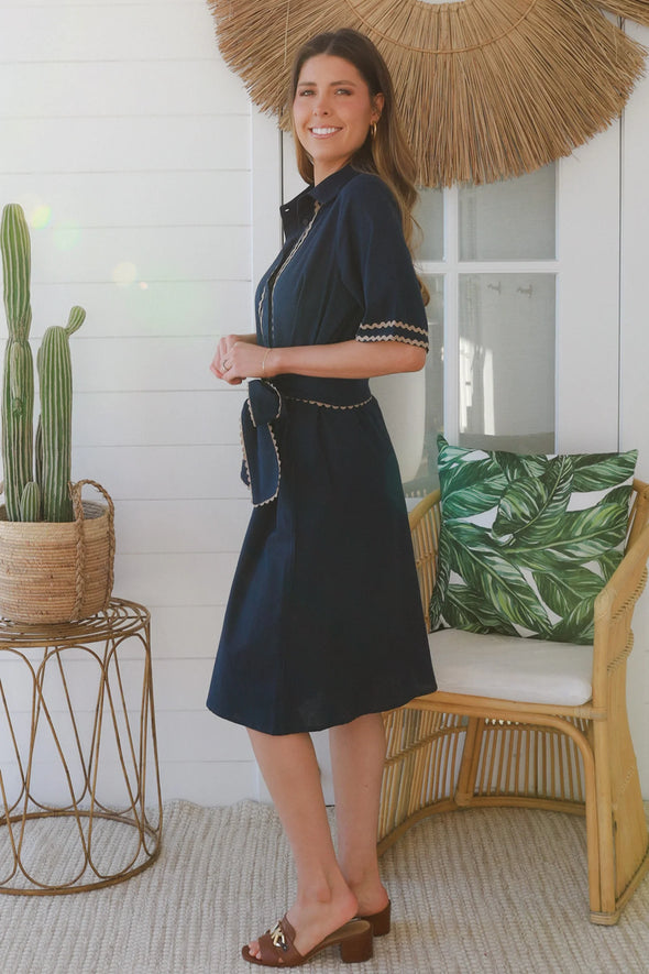 Maria Ric Rac Dress - Navy