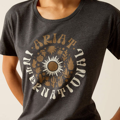 Ariat Ladies Sol Circle Print Tee - Charcoal Heather