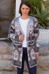 Isabella Aztec Hooded Cardigan - Brown