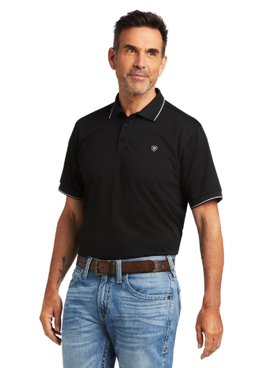 Ariat Men's Logo Fitted Polo - Black
